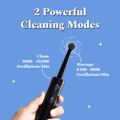 Perfora PRO Oscillating Electric Toothbrush For Men & Women | 8800 RPM, 2 Mode, 2 min Auto Timer (Limitless Black) + 3TP