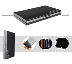 Storite 6 Slots RFID Protected Metal Credit Card Holder Wallet for Men & Women(Shiny Black,9.5 x 6.5 x 1.3 cm)