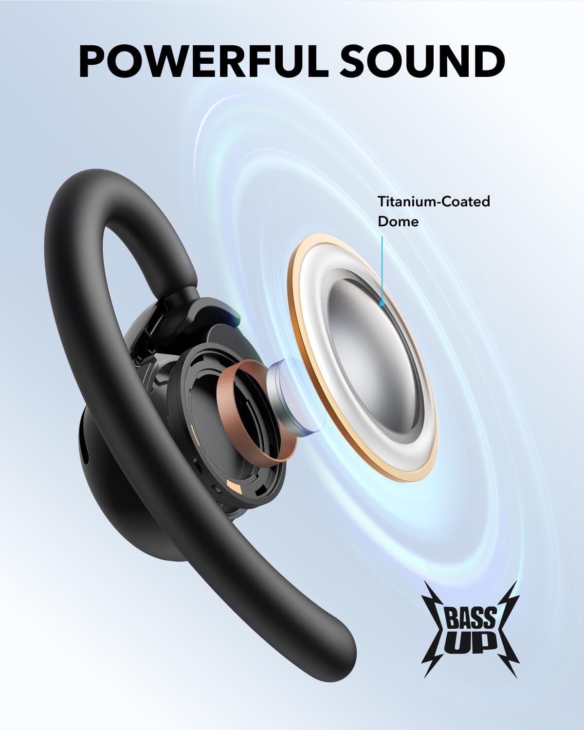Soundcore V20i by Anker Open-Ear Headphones, Adjustable Ear Hooks, Ultra-Comfort, Snug Fit, Powerful Sound, Clear Calls, IP55, LED Lights, 36H Playtime, Bluetooth 5.4 Earbuds, Multipoint Connection