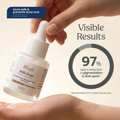 Vilvah Milk Drops Brightening Serum | Fades Dark Spots, Treats Hyperpigmentation & Evens Skin Tone | Hyaluronic Acid & Alpha Arbutin Serum for Women & Men | Suitable for All Skin Types | 20ml