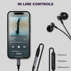 Amkette Type C to 3.5mm Audio Jack Connector | DAC Chipset | Kevlar Braided Cable | Compatible with iPhone 16,15 Series & Other Type C Phones | Premium Aluminum Build | Plug & Play Compatibility