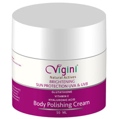 Vigini 1% Kojic Acid Vitamin C Glowing Underarms Knee Pigmentation Dark Spots DeTan Dtan Dull Uneven Skin Tone Tanning Removal Body Polishing Moisturizer Cream for Men Women Dry & Oily Skin 50 ml