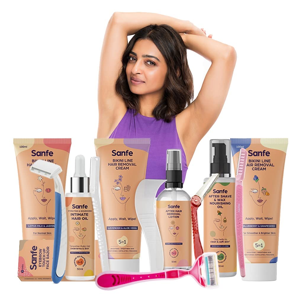 Sanfe Shea Butter Body Razor for Women's Hair Removal-Pack of 3 with New No Cut & Bumps Tech | Safe Titanium Blades | Comfort Grip | Safe For Bikini Area | Instant Pain-Free Hair Removal
