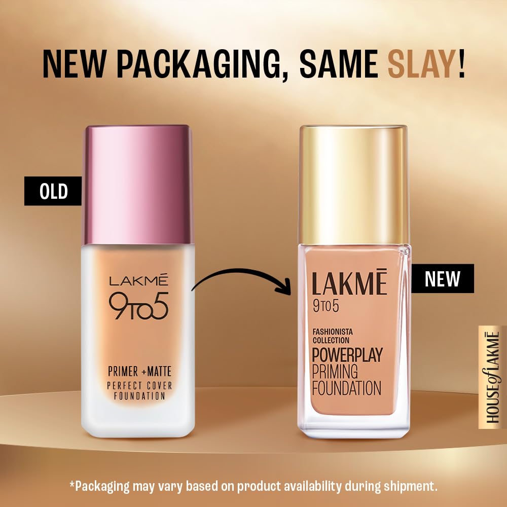 Lakme 9To5 Primer + Matte Perfect Cover Foundation, W320 Warm Caramel, 25 ml