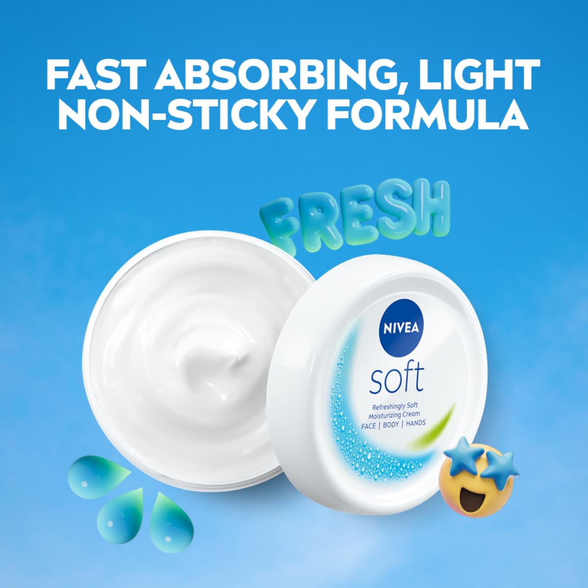NIVEA Soft Light Moisturizer, 300 ml, for Face, Hand & Body, Non-Greasy Cream with Vitamin E & Jojoba Oil for Instant Hydration