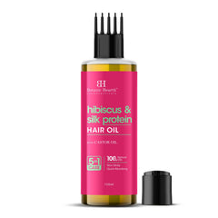 Botanic Hearth Hibiscus Silk Protein Hair Oil for Hair Growth & Hair Fall Control|Nourishing Scalp & Hair Treatment with Castor Oil |Reduces Frizz, Adds Shine|Comb Applicator |For Men & Women|150 ml