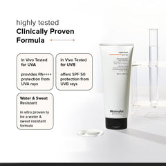 Minimalist Light Fluid Sunscreen SPF 50 for Oily Skin (PA++++) | Clinically Tested in US| No White Cast | Broad Spectrum | Lightweight, Water & Sweat Resistant | For Women & Men | 100ml