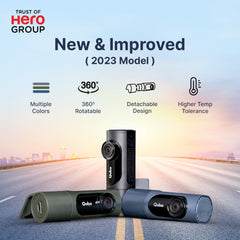 Qubo Car Dashcam Pro X by Hero Group | 3MP 1296P FHD+ Camera | NightPulse Vision | Wide-Angle FOV | Supercapacitor | Built-in Wi-Fi, Mic | App Control | G-Sensor | Up to 1TB Storage| (Space Grey)