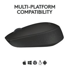 Logitech B170 USB Mouse,12-Months Battery Life, Ambidextrous, PC/Mac/Laptop - Black