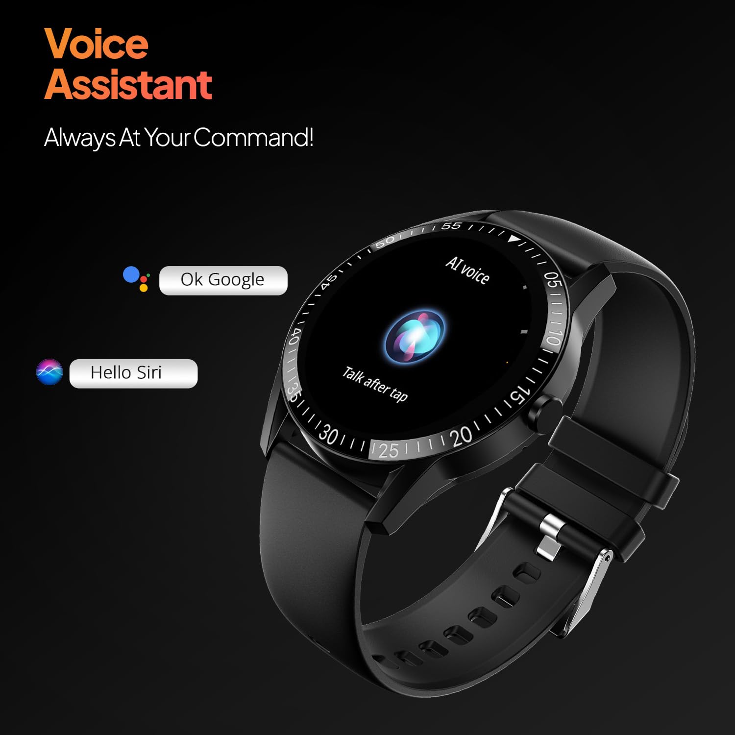 Fire-Boltt Talk Bluetooth Calling Smartwatch, 1.39" TFT Display with Dual Button, Hands On Voice Assistance, 120 Sports Modes, in Built Mic & Speaker (Talk, Black)