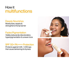 WishCare Ceramide Lip Balm SPF 50 PA++++ | Brightening Lip Balm for Dark Lips | In-Vivo Tested | Kojic Acid & Niacinamide | Natural & Untinted | For Women & Men | 5g