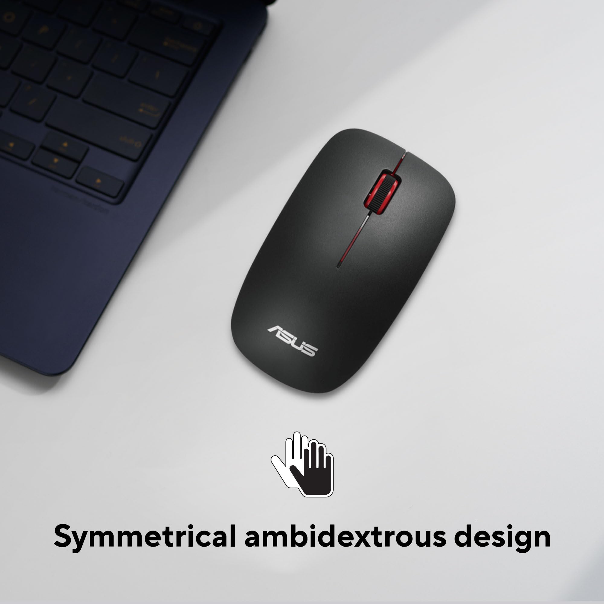 ASUS WT300 Wireless Ergonomic USB Mouse, Ambidextrous Design, Up to 1600 Dpi, Compact & Lighweight Mouse,2.4GHz Nano Dongle, Up to 15 Months of Battery Life - Black