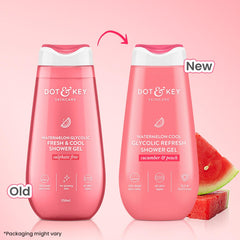 Dot & Key Watermelon + Glycolic Fresh & Cool Shower Gel For Glowing Skin | For All Skin Types | Hydrates Skin & Gently Exfoliates | Non Drying | 250 ml