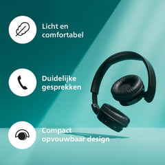 PHILIPS Audio TAH4209BL Bluetooth Headphones,Lightweight and Foldable Design, 32mm Neodynamic Drivers, 55H Playtime, USB Type-C Fast Charging, Built-in Mic for Smartphones, Laptop, Tablet (Blue)