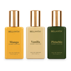 BELLAVITA Gourmet Collection Gift Set 3x20ml | Long Lasting Perfume for Man and Woman | Vanilla, Mango and White Musk | Fruity Fragrance for Men & Women