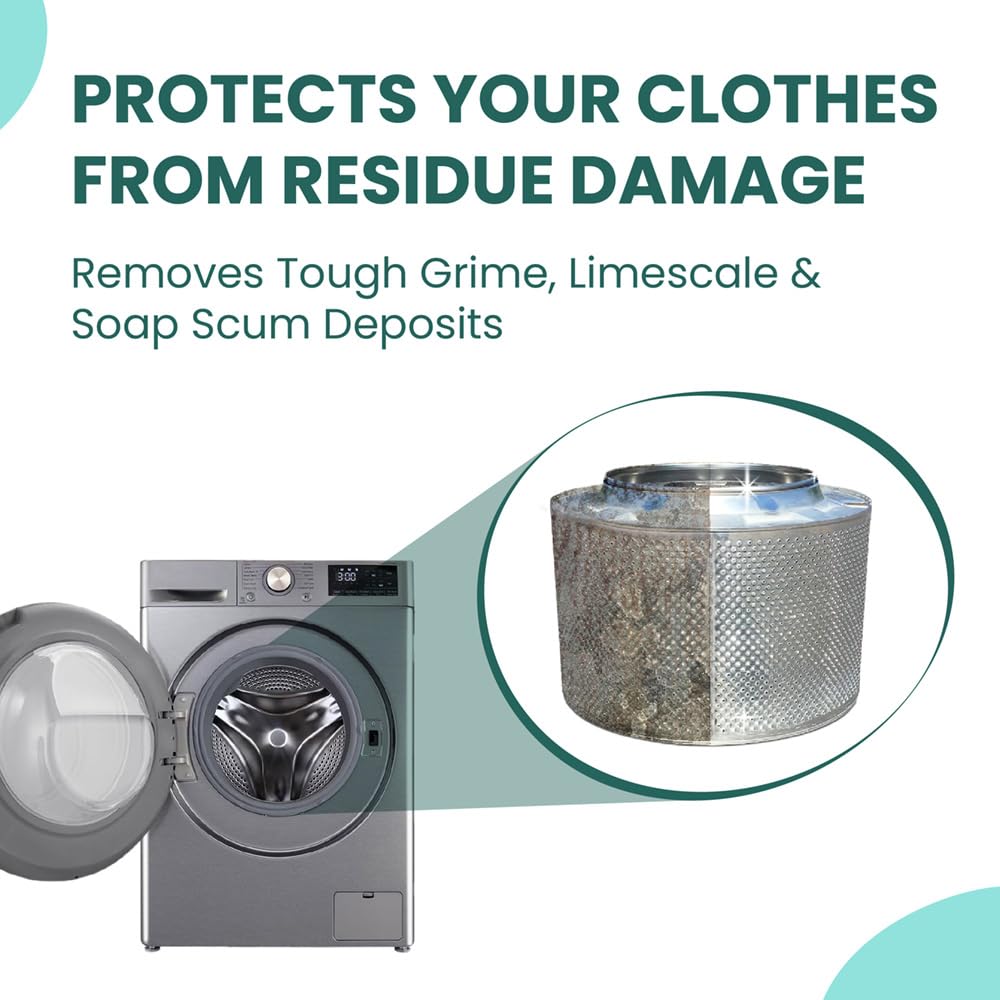 Happi Planet | Washing Machine Cleaner & Descaler Tablets | 8 Tablets | Removes Tough Grime, Limescale & Soap Scum | Used for Top & Front Load | Protects Clothes from Residue