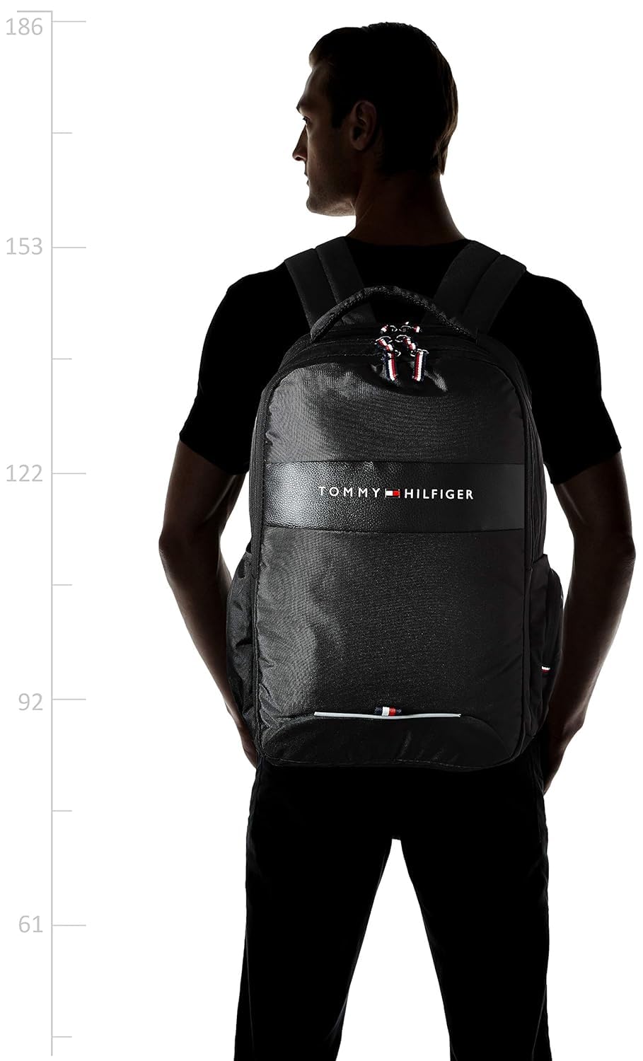 Tommy Hilfiger Joshua Polyester Unisex 15 Inch Laptop Backpack - Black | 21 Ltr Capacity| Padded & Adjustable Strap | Water Resistant | 3 Compartment | Water Bottle Holder | USB Cable holder Pocket