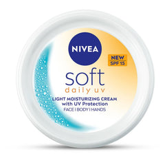 NIVEA Soft Daily SPF 15 Moisturizer | 88% UV Protection | Face & Body Cream for Healthy Glow in 5 Days | No White Cast | Vitamin E & Shea Butter | Lightweight, Quick Absorbing | 72H Hydration | 200ml