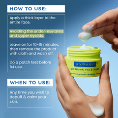 Hyphen Ice Dunk Instant Cooling Face Mask with 31% Skin Cooling Actives | 3% Caffeine - Instant Depuff, Tightening & Pore Reduction | 50 gm
