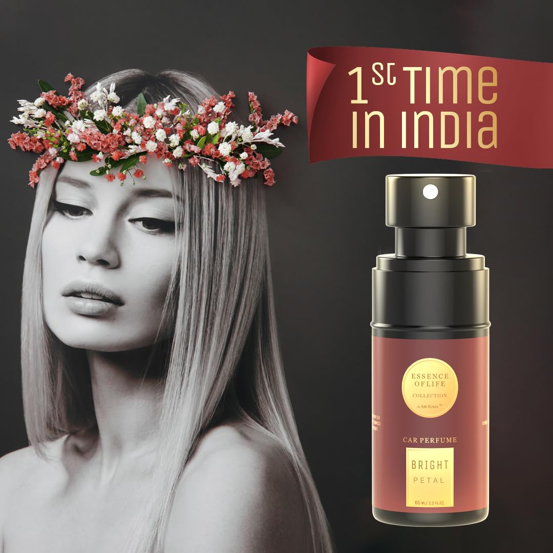 AIR-ROMA Bright Rose Petal Premium Car Perfume (60 ml) | Car Accessory Interior Fabric Spray | Anti Tobacco Anti-odor Technology | Long-lasting Air Freshener Scent | Fine Fragrance Car Air Freshener