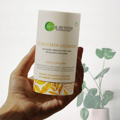 Gut & Beyond Turmeric Curcumin Gummies - Anti Inflammatory Supplement for Adults, Liver Cleanser, Good for Skin & Brain Health, Enhances Focus, Lowers Bad Cholesterol, Mango Flavour, 60 Count