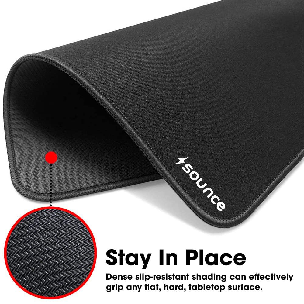 Sounce Mouse Pad Speed Type Mouse Pad with Antifray Stitched Embroidery Edges, Non-Slip Rubber Base Mousepad for Laptop PC (260mm x 210mm x 2mm) (Black) - Personal Computer from Sounce - Shop in Sri Lanka at Arcade.lk