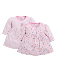 BABY GO Full Sleeve Regular Round Neck A Line Frocks for Baby Girls (Pack of 2)