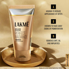 LAKMÉ Perfect Radiance Brightening Facewash with 98% Pure Niacinamide Complex | For Glowing Skin with Glycerin | Known to Reduce Pigmentation | 100gm