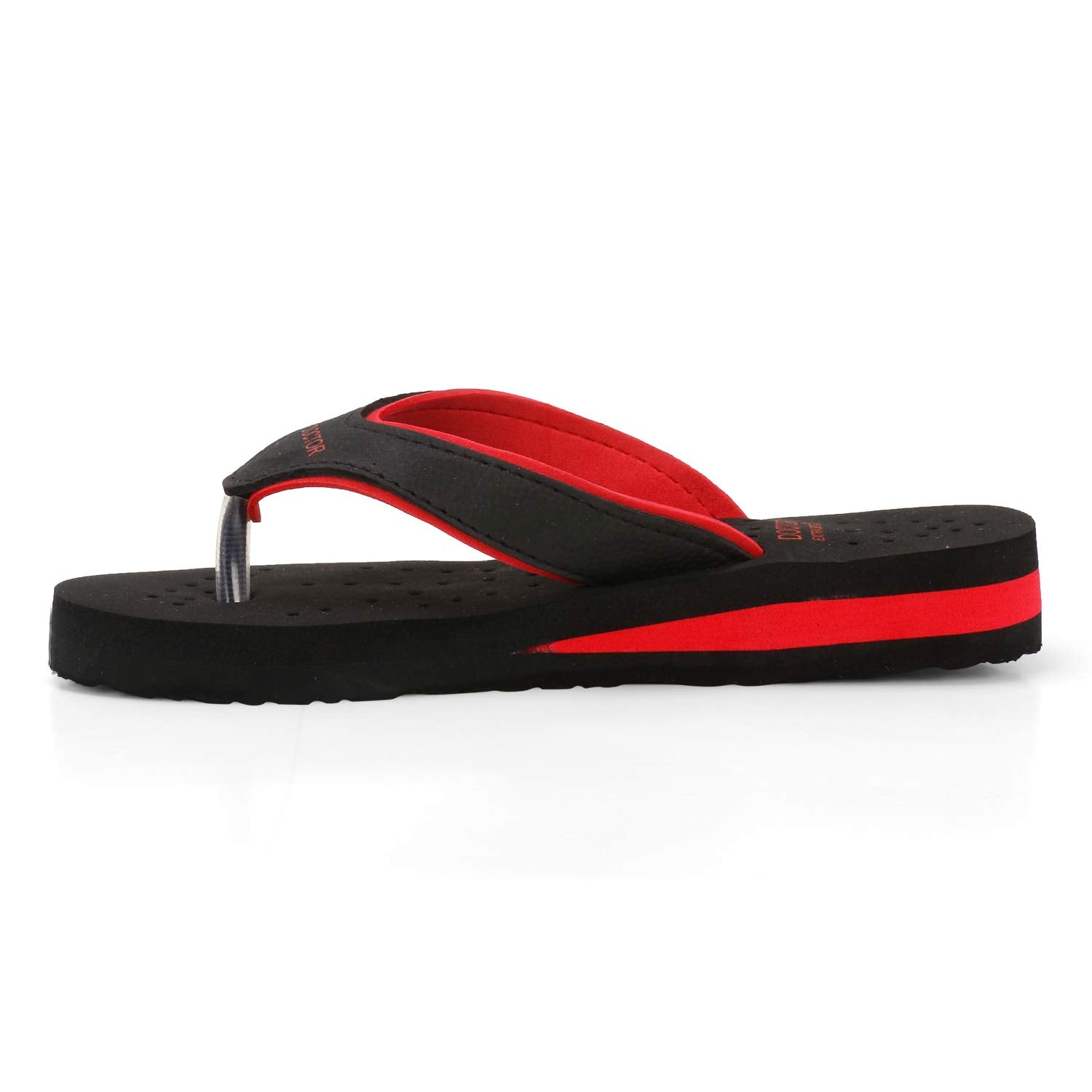 DOCTOR EXTRA SOFT Care Diabetic Orthopedic Pregnancy Flat Super Comfort Dr Flipflops and House Slippers For Women's and Girl's D-18-Black Red-10 UK