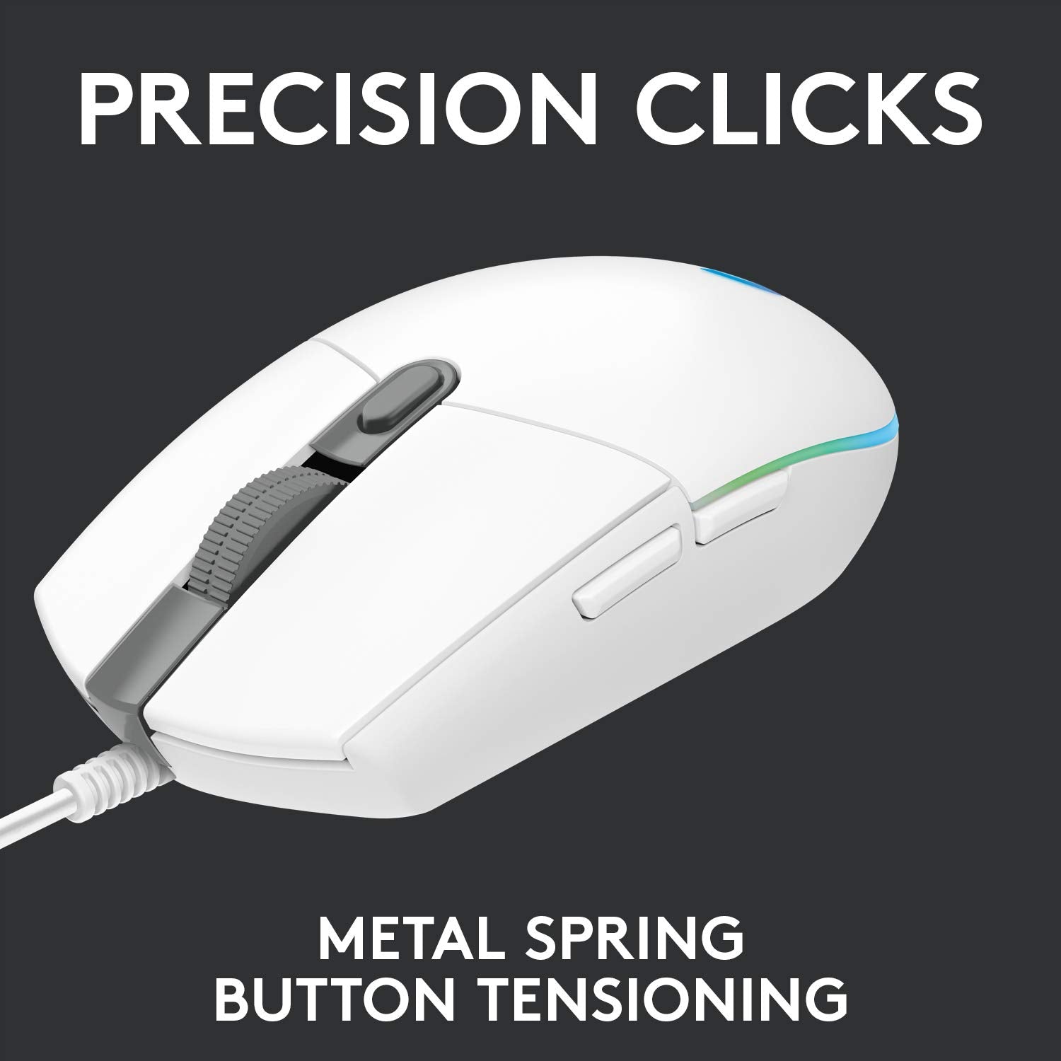 Logitech G 102 Light Sync Wired Gaming Mouse with Customizable RGB Lighting, 6 Programmable Buttons, Gaming Grade Sensor, 8K DPI Tracking,16.8mn Color, Light Weight - White
