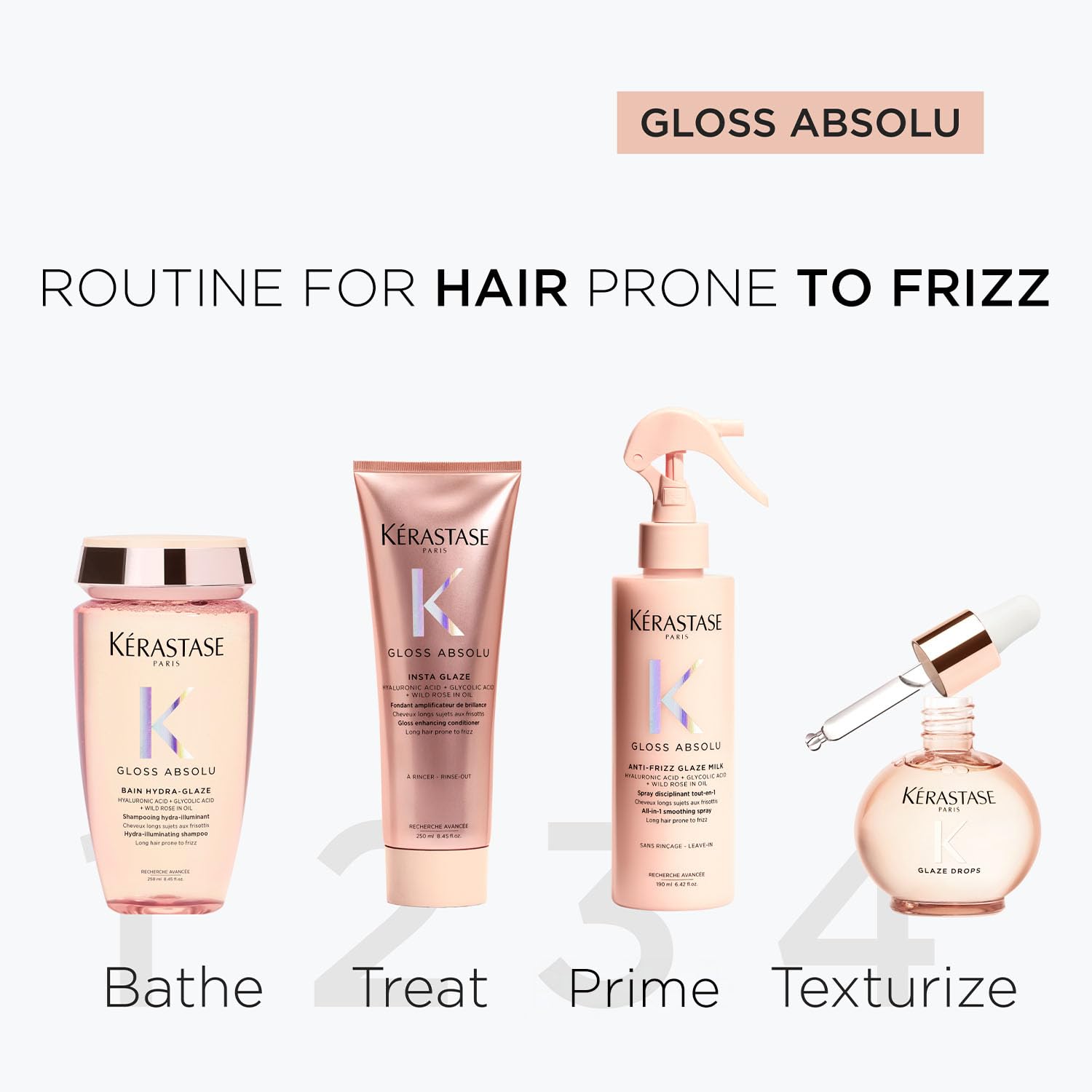 Kérastase Gloss Absolu Anti-Frizz Foaming Conditioner For Bouncy, Glossy Hair | Fine To Medium Hair | 4-Days Anti-Frizz | With Hyaluronic & Glycolic Acid, Wild Rose-In-Oil | 250ml