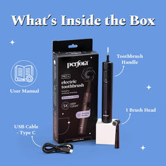 Perfora PRO Oscillating Electric Toothbrush For Men & Women | 8800 RPM, 2 Mode, 2 min Auto Timer (Limitless Black) + 3TP