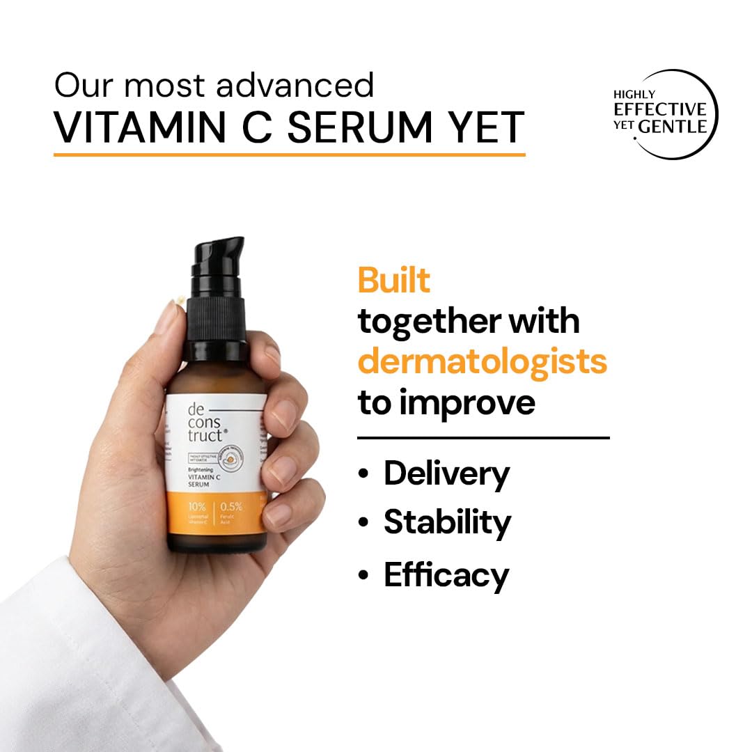 Deconstruct 10% Vitamin C Serum for Brightening | Powered by Liposomal Technology for Visible Glowing Skin | Targets Dull & Uneven Skin Tone | For Oily Skin | Non-Irritating | 30ML