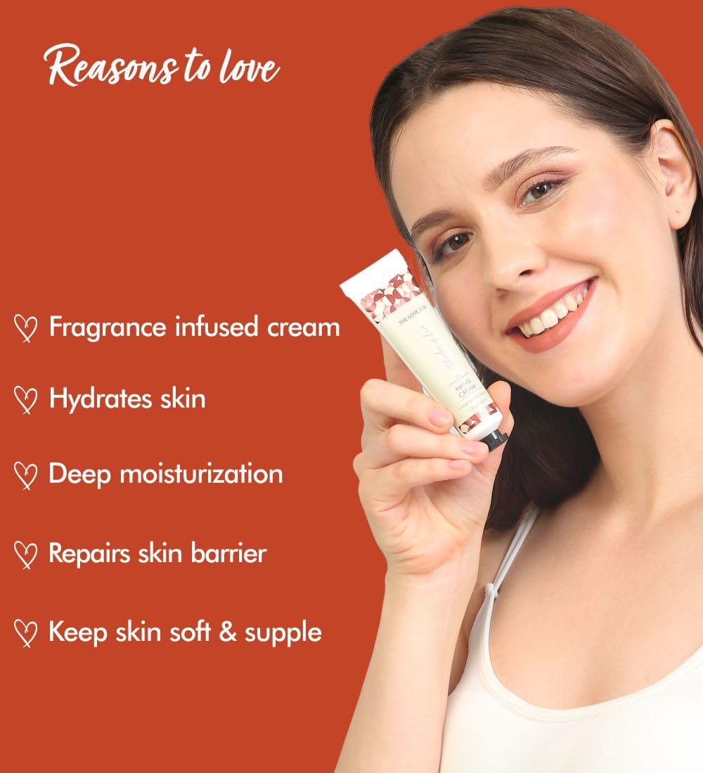The Love Co Shades of Love Hand Cream | Hydrating, Quick-Absorbing, Non-Sticky & Lightweight | Heals and Smoothens Dry Hands and Cuticles - 30ml