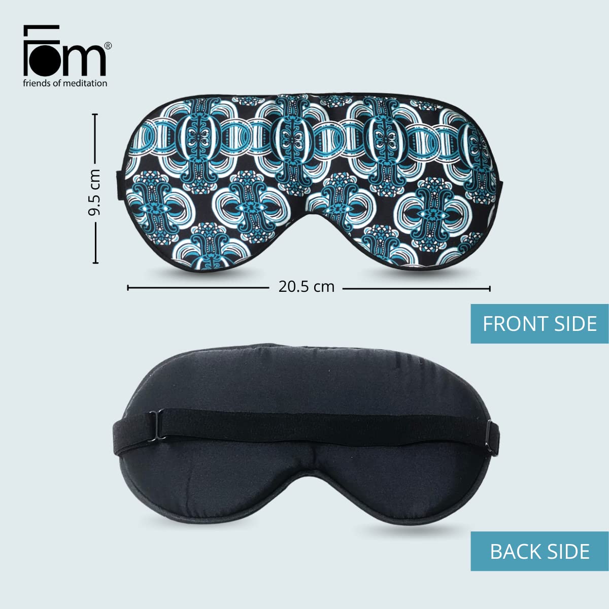 Friends of Meditation 100% Mulberry Silk Eye Mask, Super Smooth Sleep Mask and Blind Fold (Blue Floral)