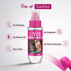 Livon Hair Serum, For Dry & Frizzy Hair | Provides shine , smoothness & damage protection| Leave in serum for women & Men| With Vitamin E & Argan Oil | 100ml