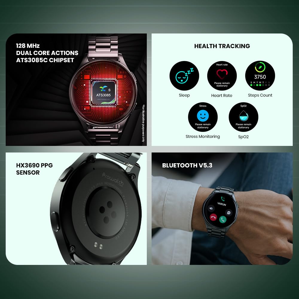 Prowatch Newly Launched Xtreme with Enhanced Fitness Features - 1.43" AMOLED AOD Display | Inbuilt GPS, Altimeter, Barometer & Compass | Body Energy Features| Corning Gorilla Glass 3 (Silicone)