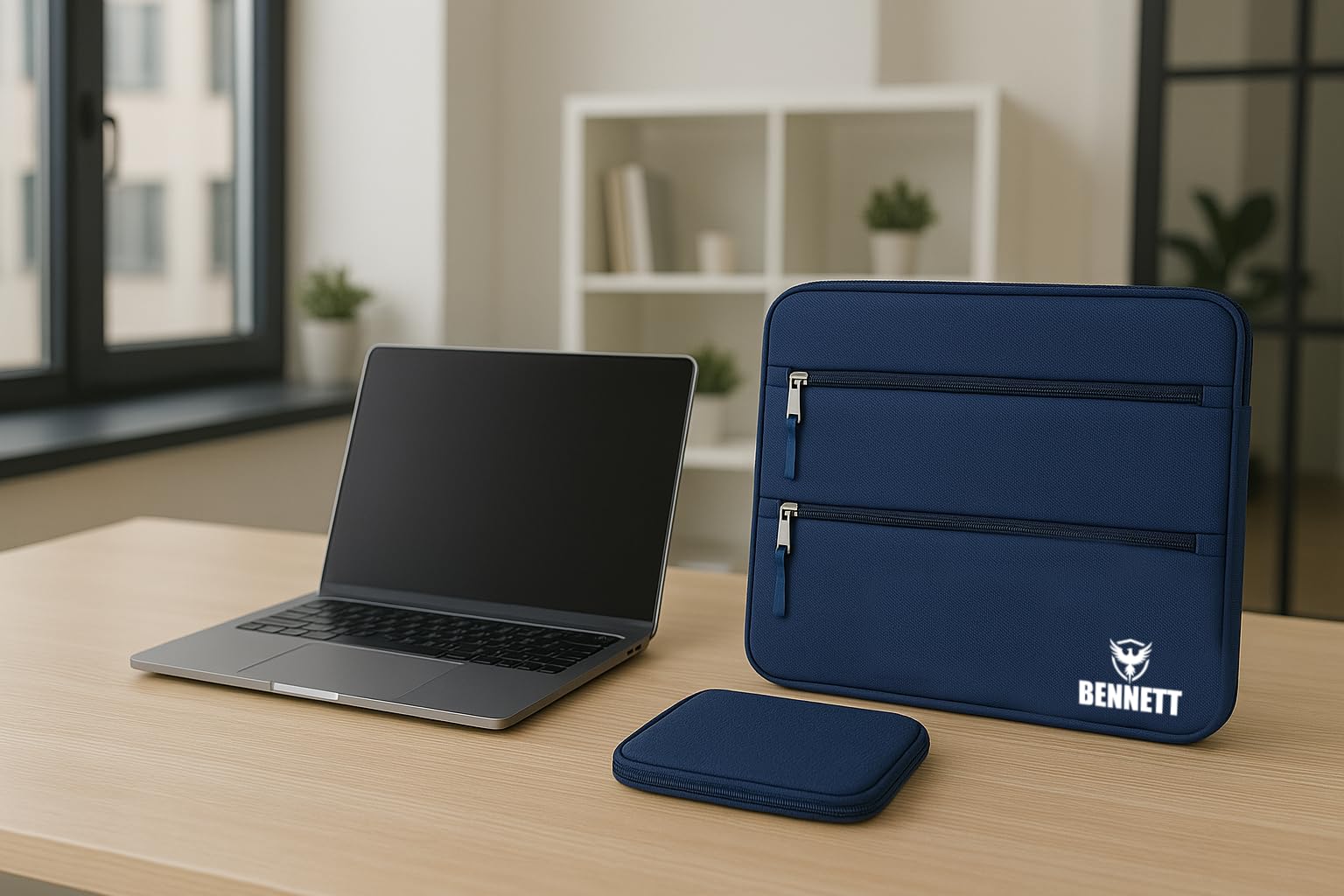 Bennett Drax Water Resistant Laptop Sleeve for 14 inches laptops Case Cover Pouch 14-14.3 inch with Oxford Fabric Dell/Lenovo/ASUS/Hp/LOQ/MacBook/thinkpad/ideapad/magicbook/Legion/vivobook (Blue)