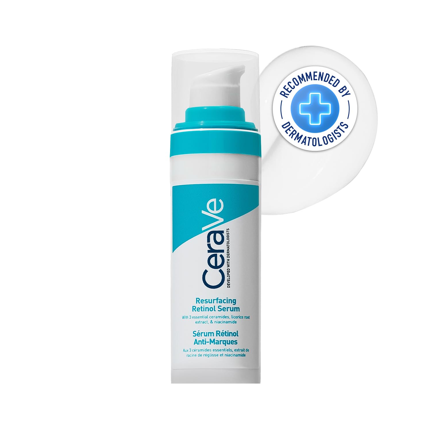 CeraVe Resurfacing Retinol Serum For Blemish-Prone Skin, Reduces Post Acne Marks & Pores, Formulated with Licorice Root Extract & Niacinamide, Non-Comedogenic, 30ml