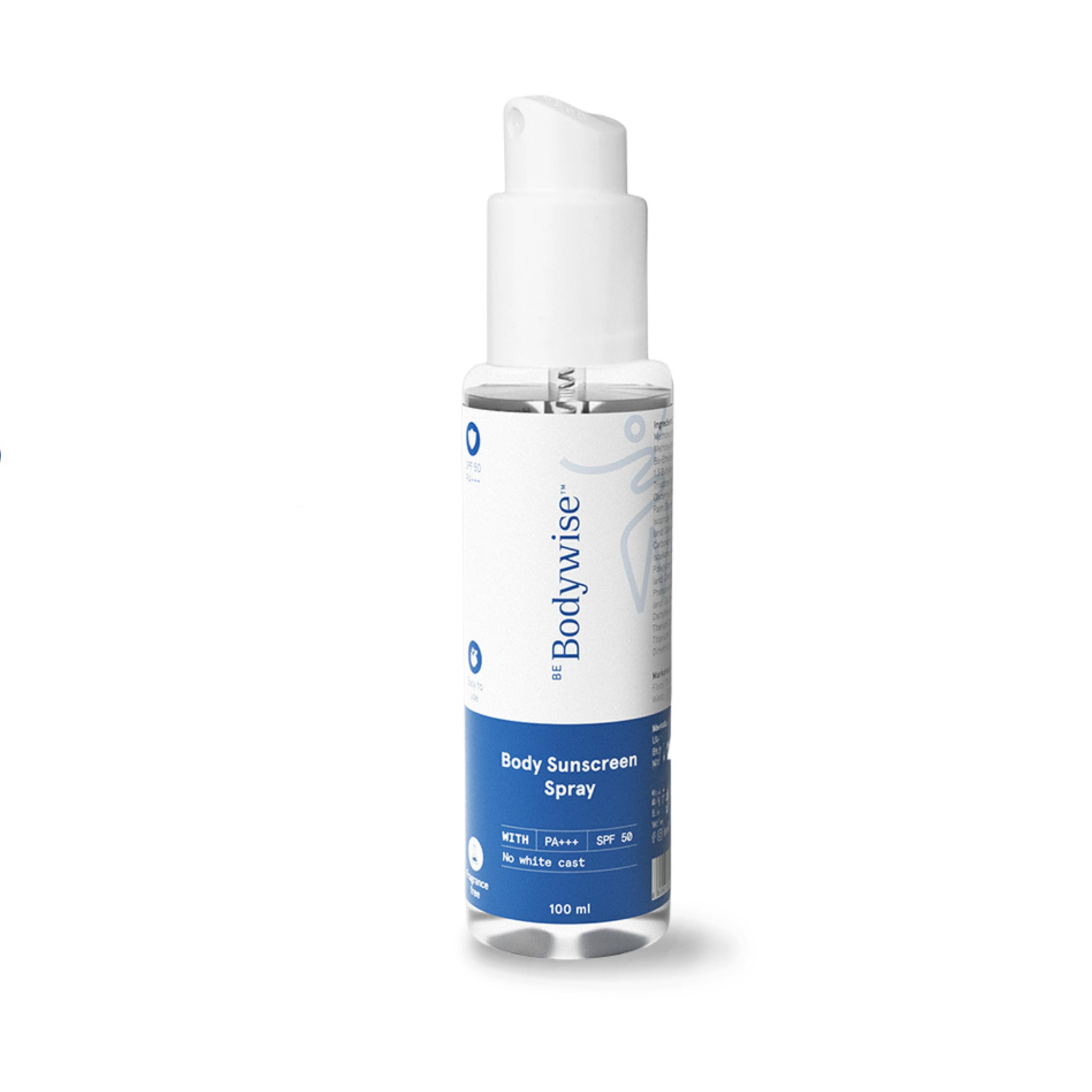 Be Bodywise Sunscreen Spray SPF 50 PA+++ 100ml | With SunCat DE Technology | Protects Skin from UVA/UVB Rays & Slows Down Signs of Aging | 1% Niacinamide, 1% Red Algae & 2.5% Glycerin | Fragrance Free | Glammy.lk