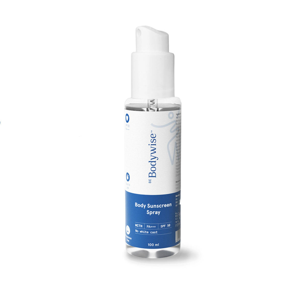 Be Bodywise Sunscreen Spray SPF 50 PA+++ 100ml | With SunCat DE Technology | Protects Skin from UVA/UVB Rays & Slows Down Signs of Aging | 1% Niacinamide, 1% Red Algae & 2.5% Glycerin | Fragrance Free | Glammy.lk