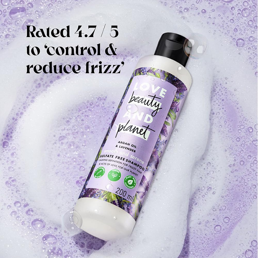 Love Beauty & Planet Argan Oil and Lavender Sulfate Free Smooth and Serene Shampoo | No Parabens | No Dyes | 200ml
