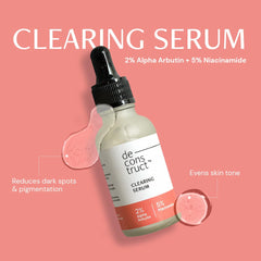 Deconstruct Skin Clear & Protect Duo: Clearing Face Serum & SPF 50+ Gel Sunscreen | Skin Clearing Serum and Gel Sunscreen with No White Cast & Lightweight |Niacinamide Serum For Oily Skin| Pack of 2
