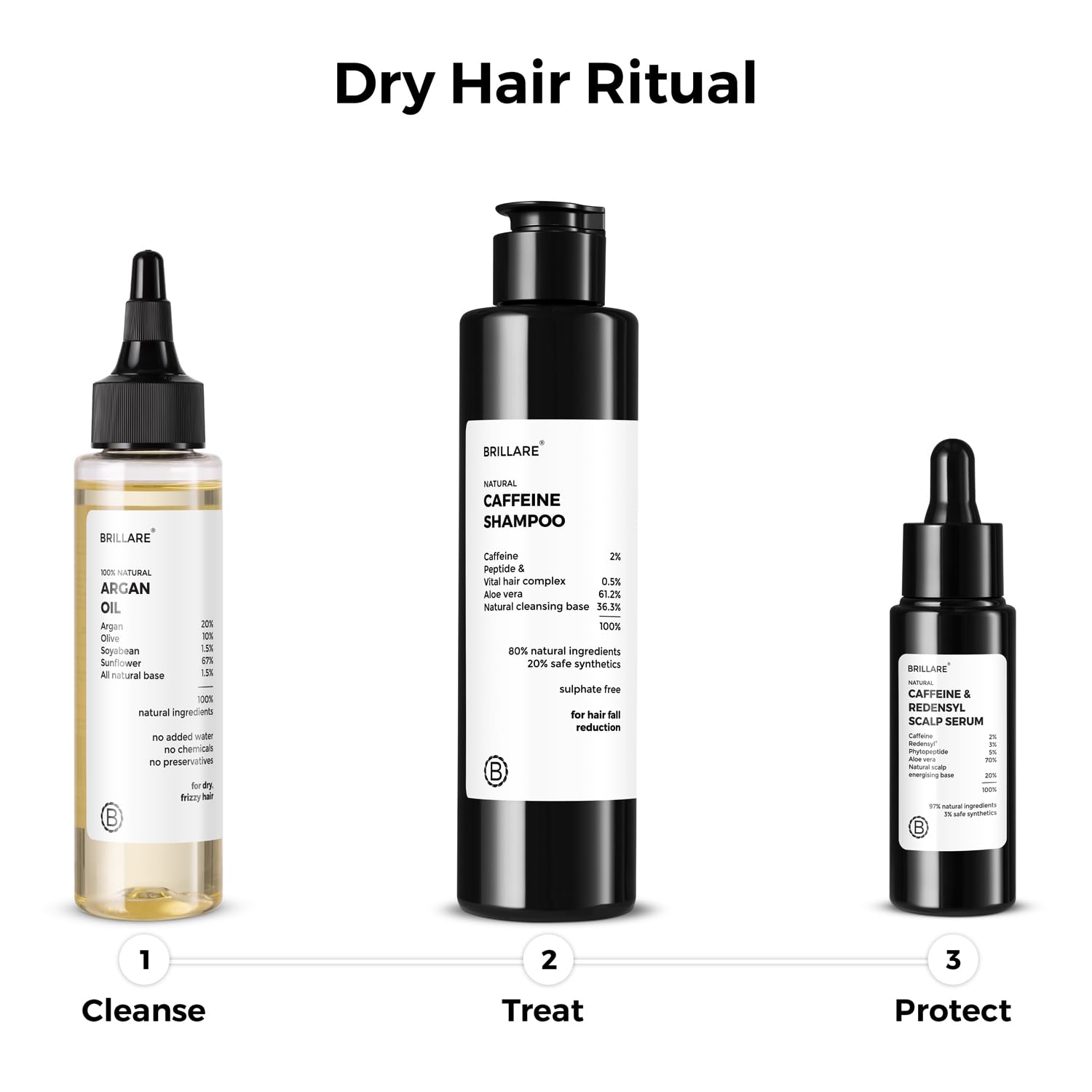 Brillare 20% Argan Oil for Dry, Frizzy Hair with 10% Olive Oil for Intense Hydration, Frizz Control, Smooth, & Manageable Hair