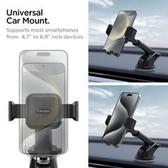 Spigen Dashboard & Windshield Car Mobile Holder [Strong Suction Cup][360° Rotational][Stable Hold] Compatible with Most Smartphone Devices - Black