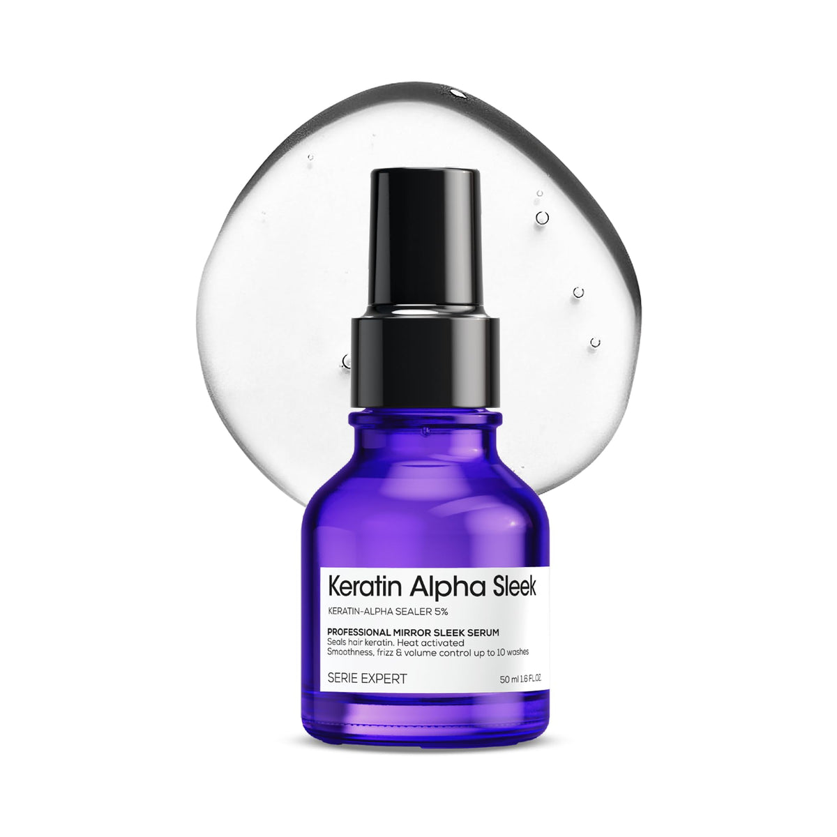 L’Oréal Professionnel Keratin Alpha Sleek Anti- frizz Serum for Smooth Hair | 230°C Heat Protection, Anti-humidity | Glass shine and smoothness | Validated on Indian hair | 50 ml