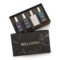 BELLAVITA Unisex Scents | Long Lasting Perfume Gift Set for Man and Woman | EDP 4x20ML | Bergamot, Vanilla, Cedar and Sandalwood | Woody, Musky Long Lasting Premium Fragrance