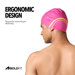 Boldfit Swimming Cap for Men Silicone Swimming Caps for Women Unisex Swim Cap for Boys Girls & Kids Swimming Cap for Women, Pink