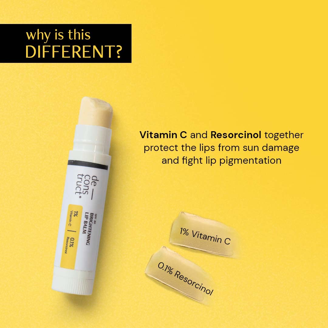 Deconstruct Brightening Lip Balm with SPF 30 | For Dark, Pigmented, Dry, Flaky Lips | Brightens Pigmented Lips | Vitamin C for Dark Lips | SPF 30 for Sun Damage and Discoloration | Unisex (4 gm)