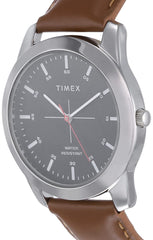 TIMEX Classics Analog Watch for Man with Black Round Dial & Tan Leather Strap Band Water Resistant Men's Wrist Watches - TW00ZR264E